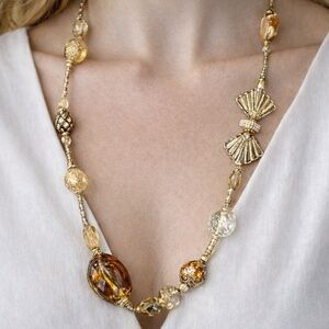 2 for $30 🔥 Handcrafted brown & Gold Beaded Necklace – Vintage-Inspired Artisan